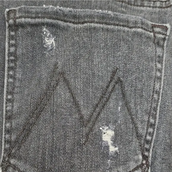 Mother Jeans Distressed High Waisted Black Sz 31 Looker Ankle Leave The Light On