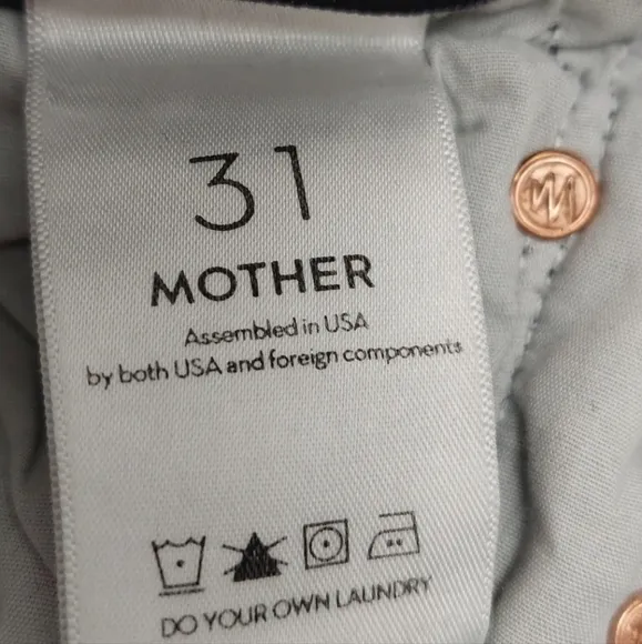 Mother Jeans Distressed High Waisted Black Sz 31 Looker Ankle Leave The Light On