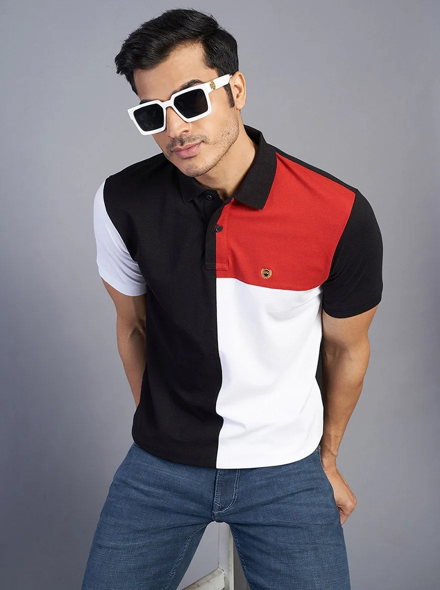 Multicolor Solid Slim Fit Polo T-Shirt | JadeBlue