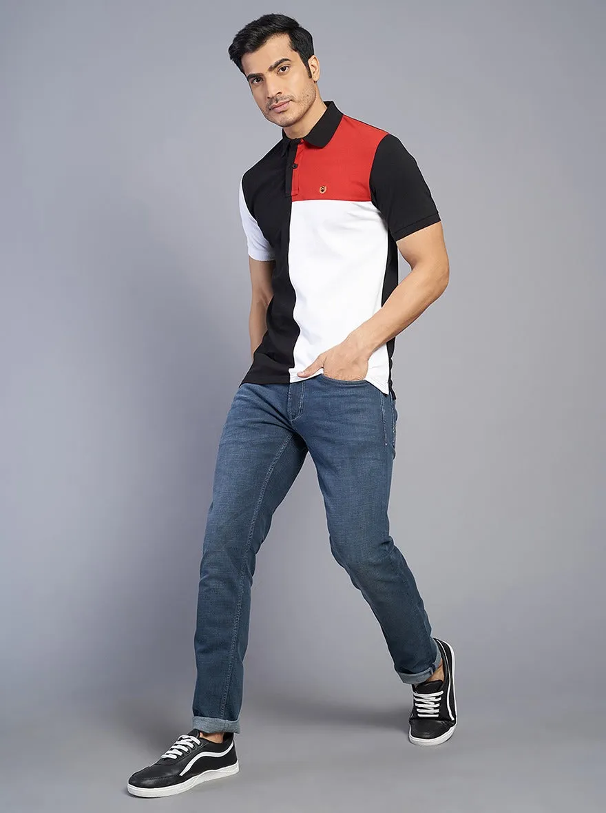 Multicolor Solid Slim Fit Polo T-Shirt | JadeBlue
