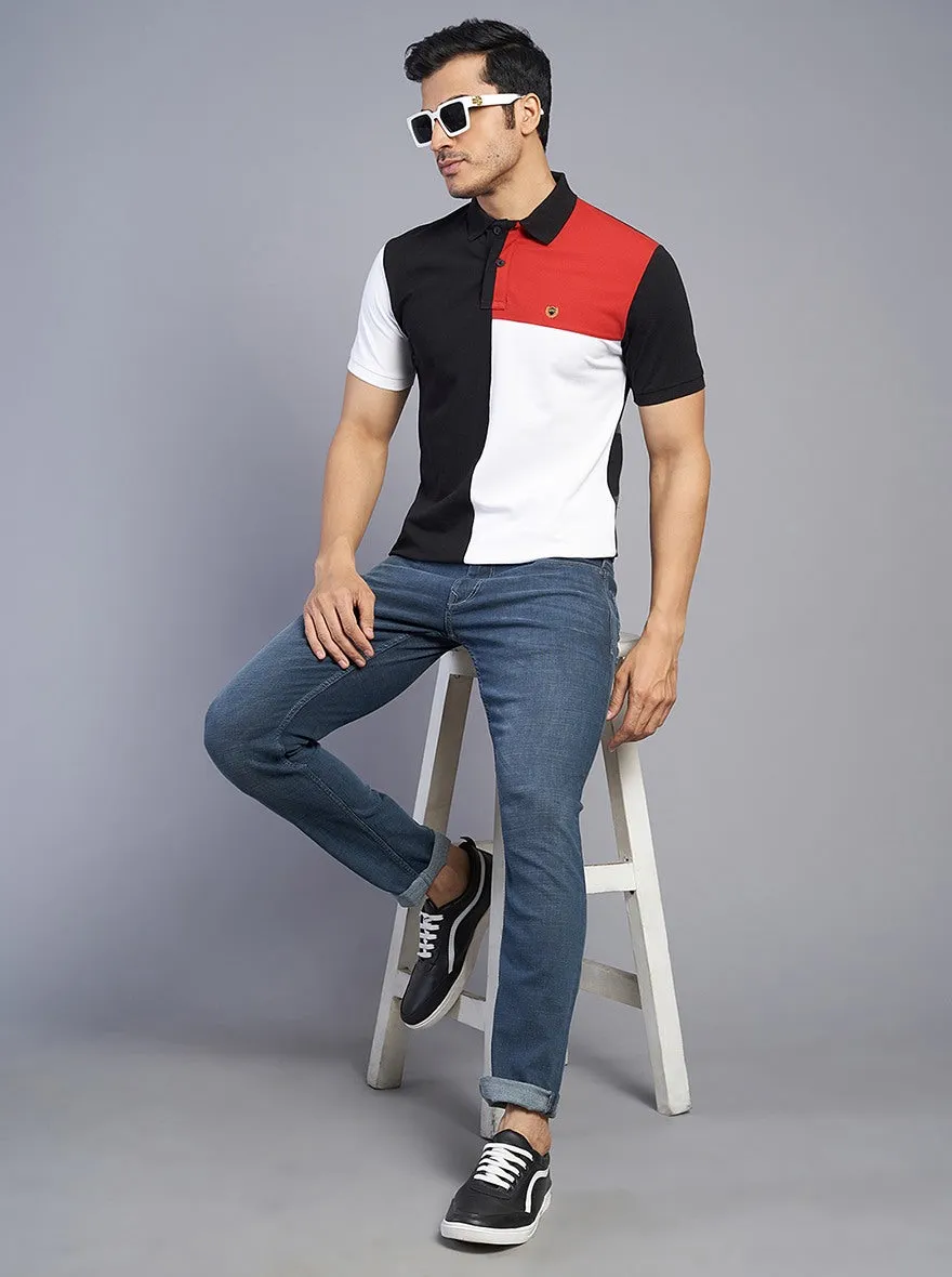 Multicolor Solid Slim Fit Polo T-Shirt | JadeBlue