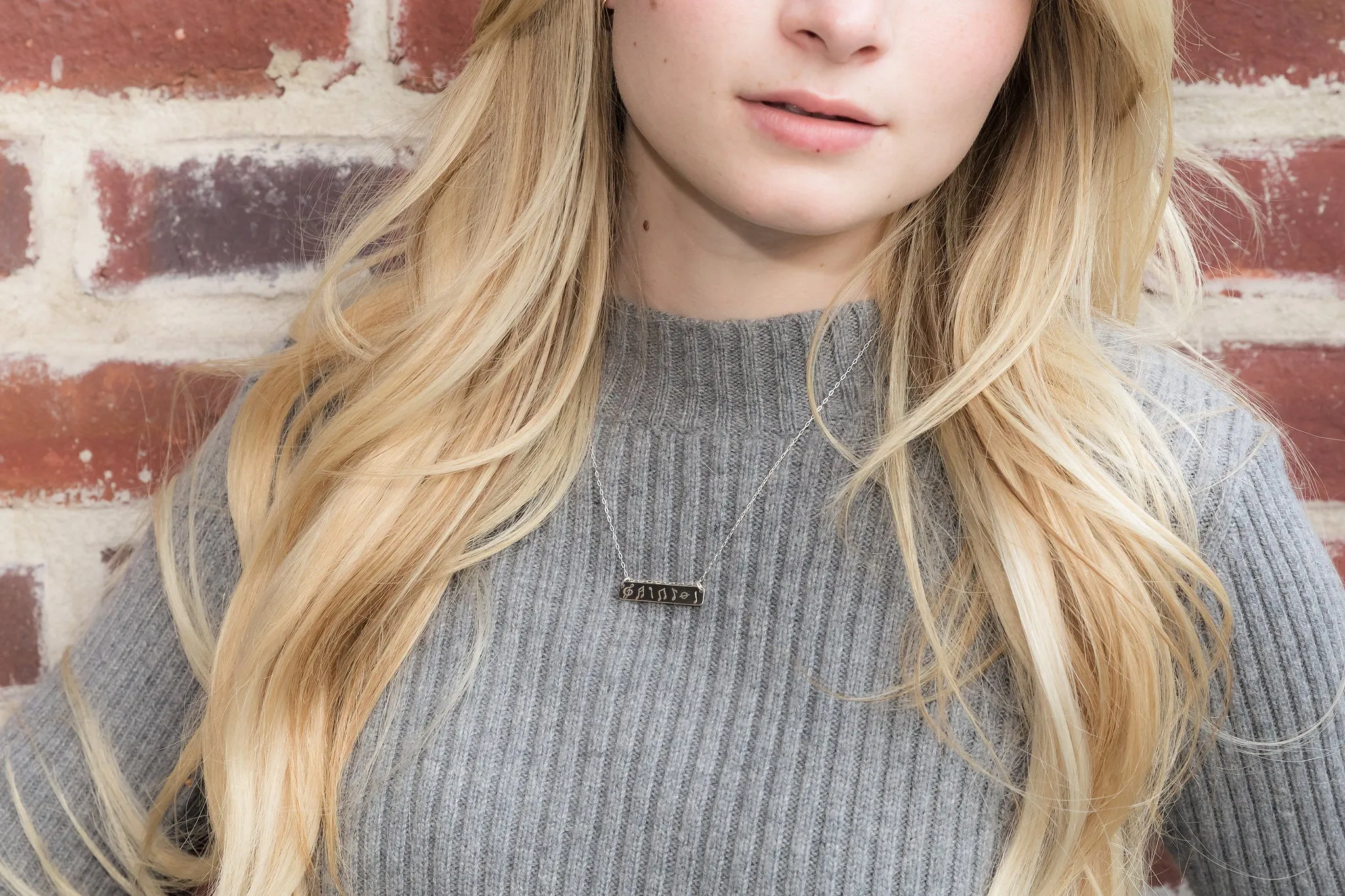 Musical Notes Horizontal Bar Necklace