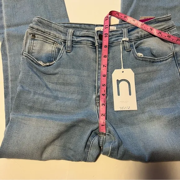 Nature Denim Straight High Rise Split Hem Jeans