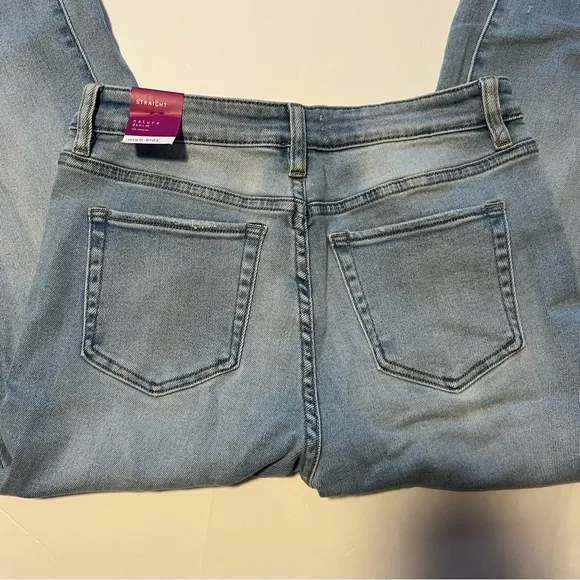 Nature Denim Straight High Rise Split Hem Jeans