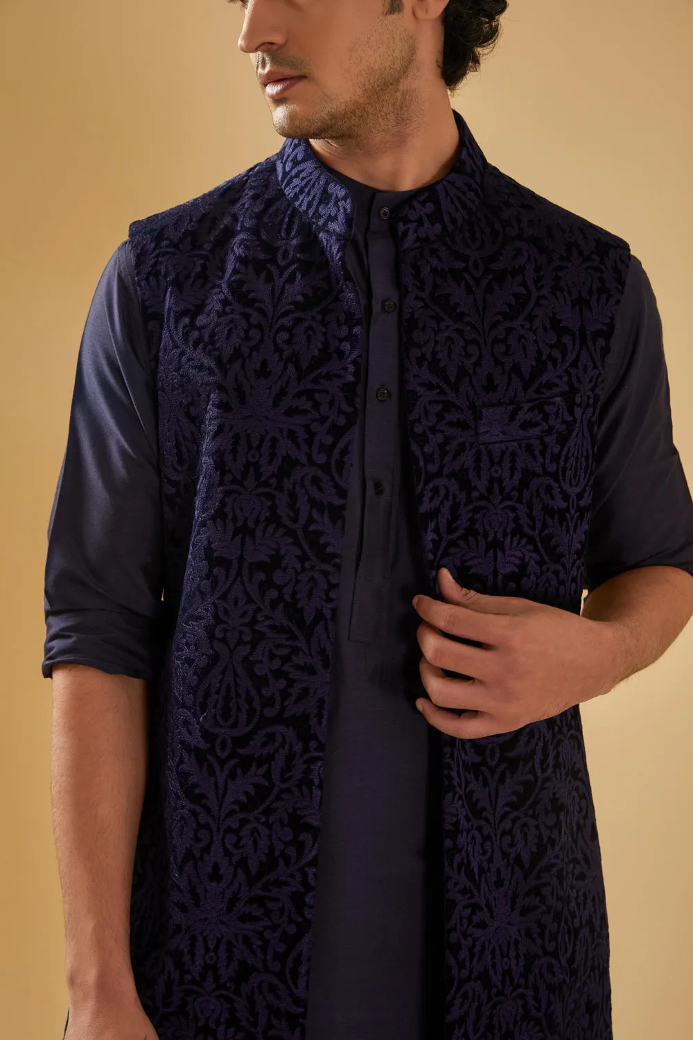 Navy Long Waistcoat
