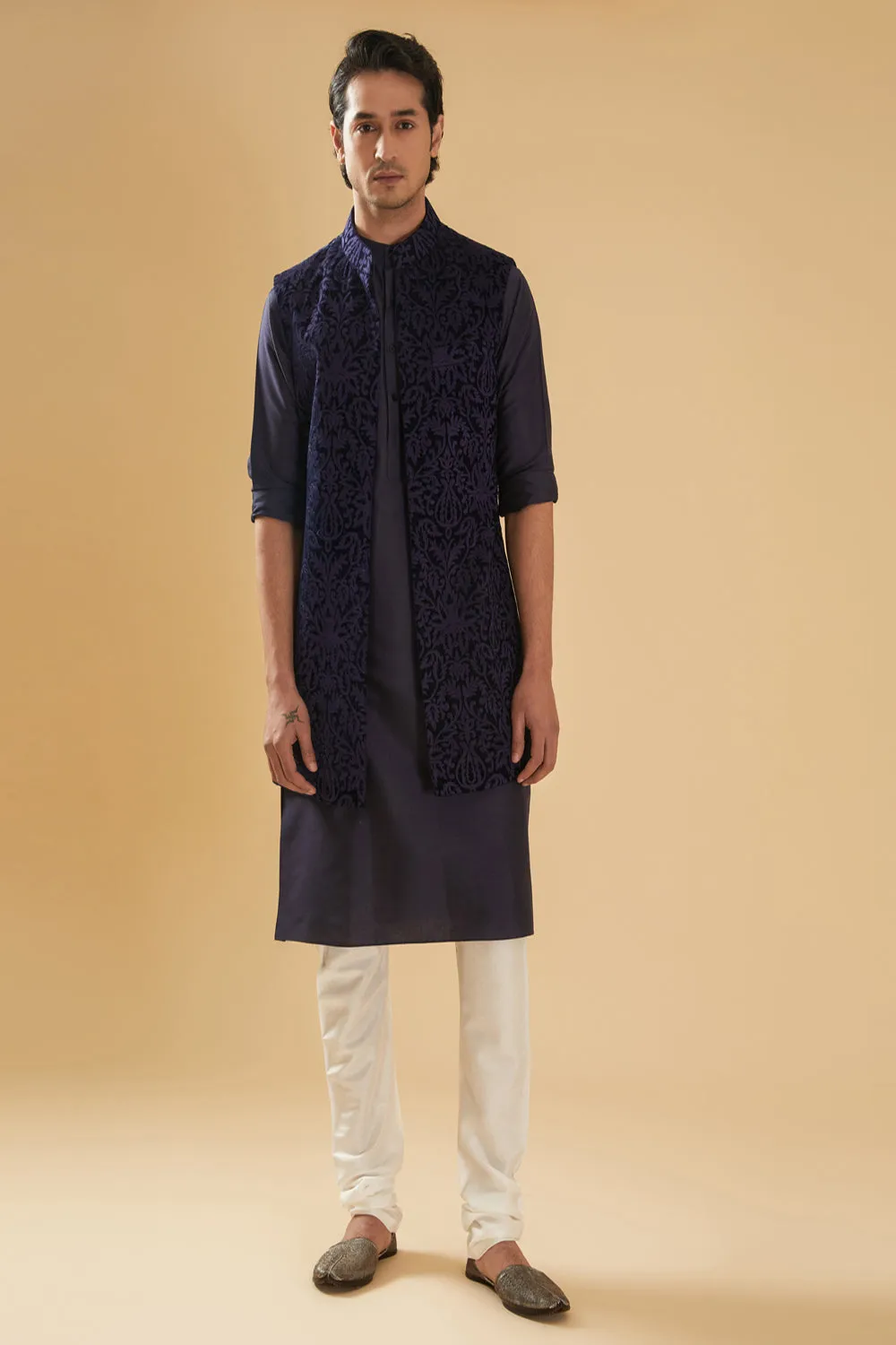 Navy Long Waistcoat