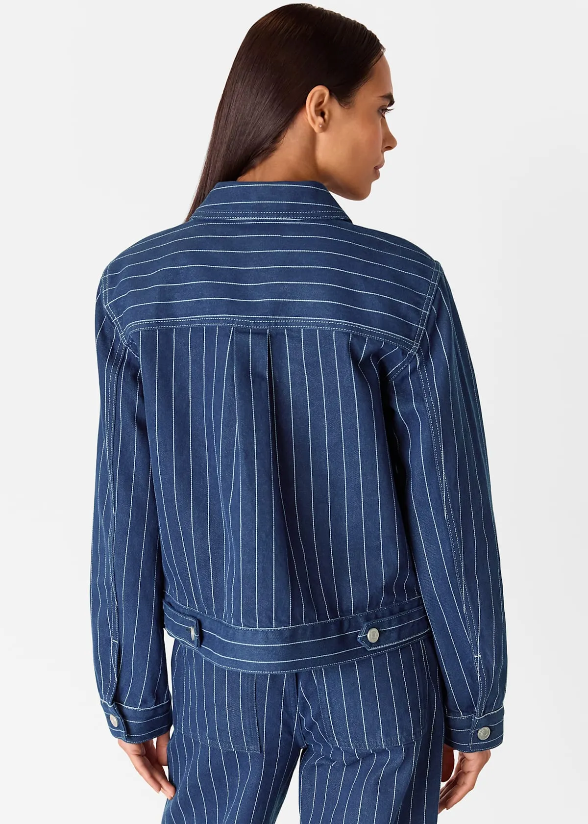 Navy/Multi Pinstripe Denim Jacket
