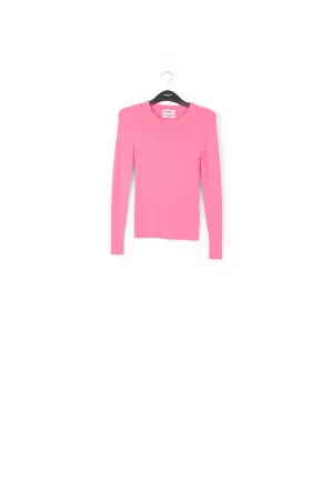 Neon pink rib-knitted sweater