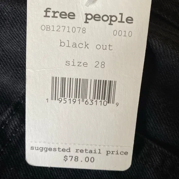 NEW Free People Stove Pipe High-Rise Black Jeans