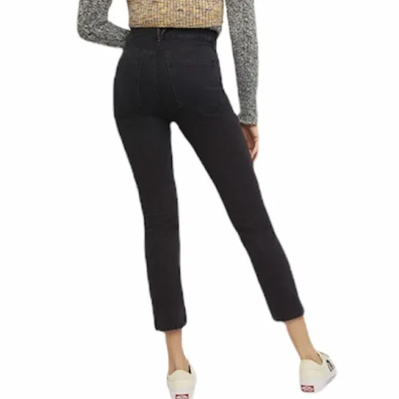 NEW Free People Stove Pipe High-Rise Black Jeans