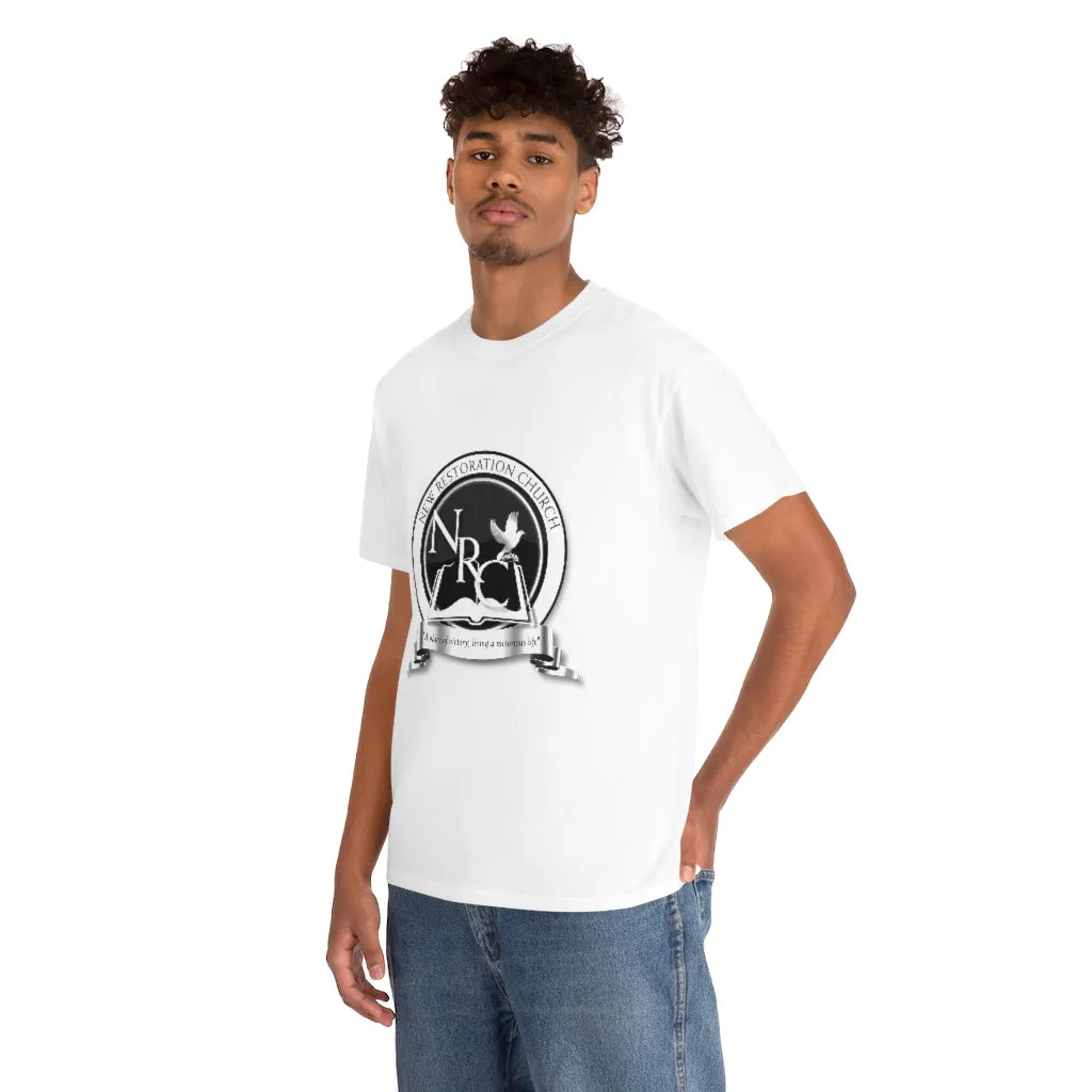 New Restoration Church Black/White Unisex Heavy Cotton Tee