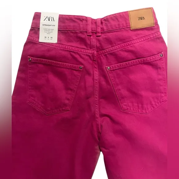 NEW Zara Blogger Favorite Super High Rise Straight Leg Full Length Rigid Jeans