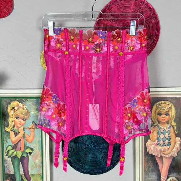 NWT For Love &amp; Lemons Pink Anemone Floral Garter Skirt