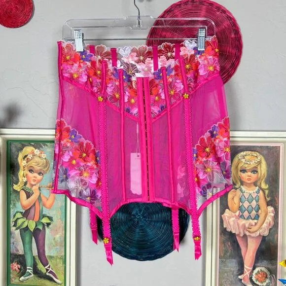 NWT For Love &amp; Lemons Pink Anemone Floral Garter Skirt