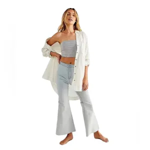 NWT Free People Youthquake Cropped Flare Jeans in Bleach Out Blue Size 32(14)