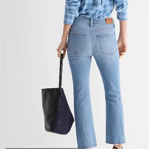 NWT J. CREW PLUS Billie Crop Demi Boot cut jeans Medium Wash SZ: 31 (14)
