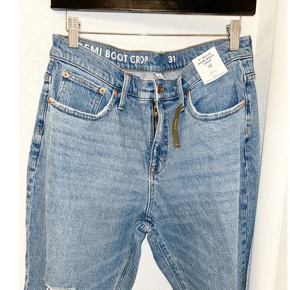 NWT J. CREW PLUS Billie Crop Demi Boot cut jeans Medium Wash SZ: 31 (14)