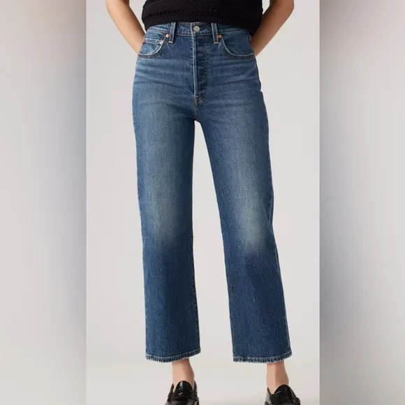 NWT Levi's Premium Ribcage Straight Leg Ankle Jeans Women’s 18W Button Fly Denim