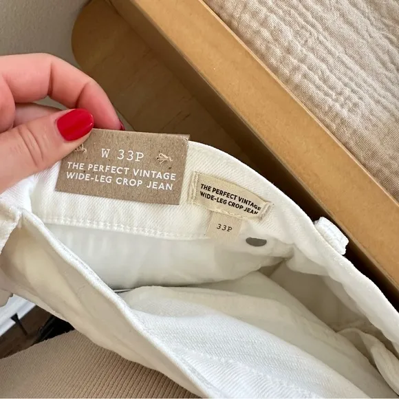 NWT Madewell The Petite Perfect Vintage Wide-Leg Crop Jean in Tile White NE086
