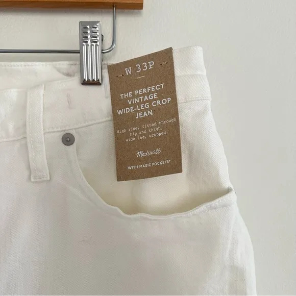 NWT Madewell The Petite Perfect Vintage Wide-Leg Crop Jean in Tile White NE086