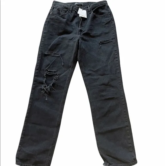 NWT Zara Full Length Distressed Boyfriend Jeans