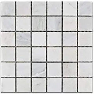 Oriental White - Eastern White Marble 2 X 2 POLISHED Mosaic Tile - 6" X 6" Sample