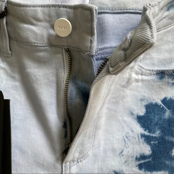 PAIGE Tie Dye Hoxton Slim Crop Raw Hem Jeans Size 28