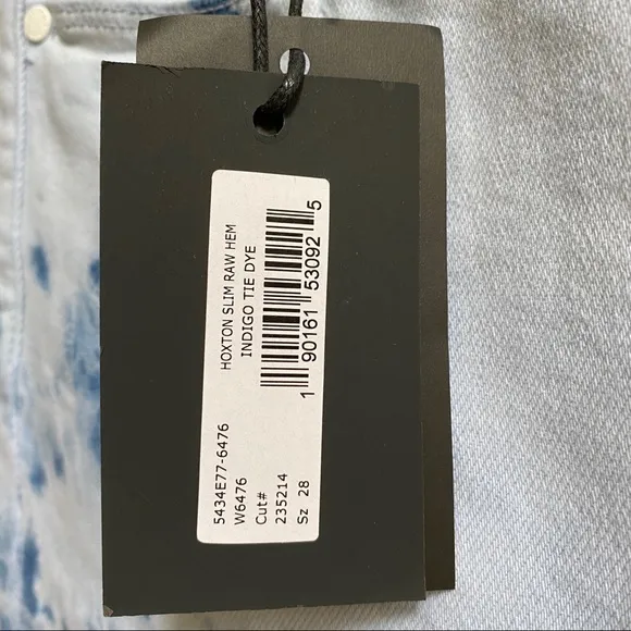 PAIGE Tie Dye Hoxton Slim Crop Raw Hem Jeans Size 28