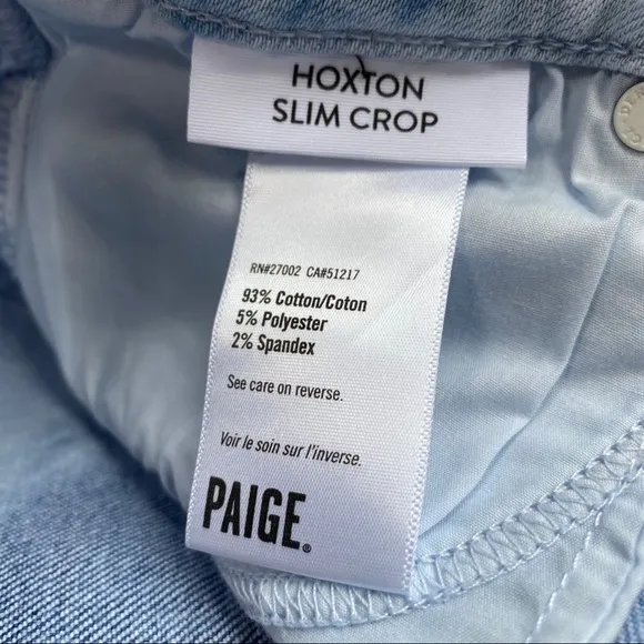 PAIGE Tie Dye Hoxton Slim Crop Raw Hem Jeans Size 28