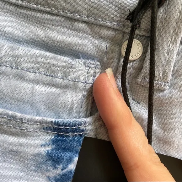 PAIGE Tie Dye Hoxton Slim Crop Raw Hem Jeans Size 28