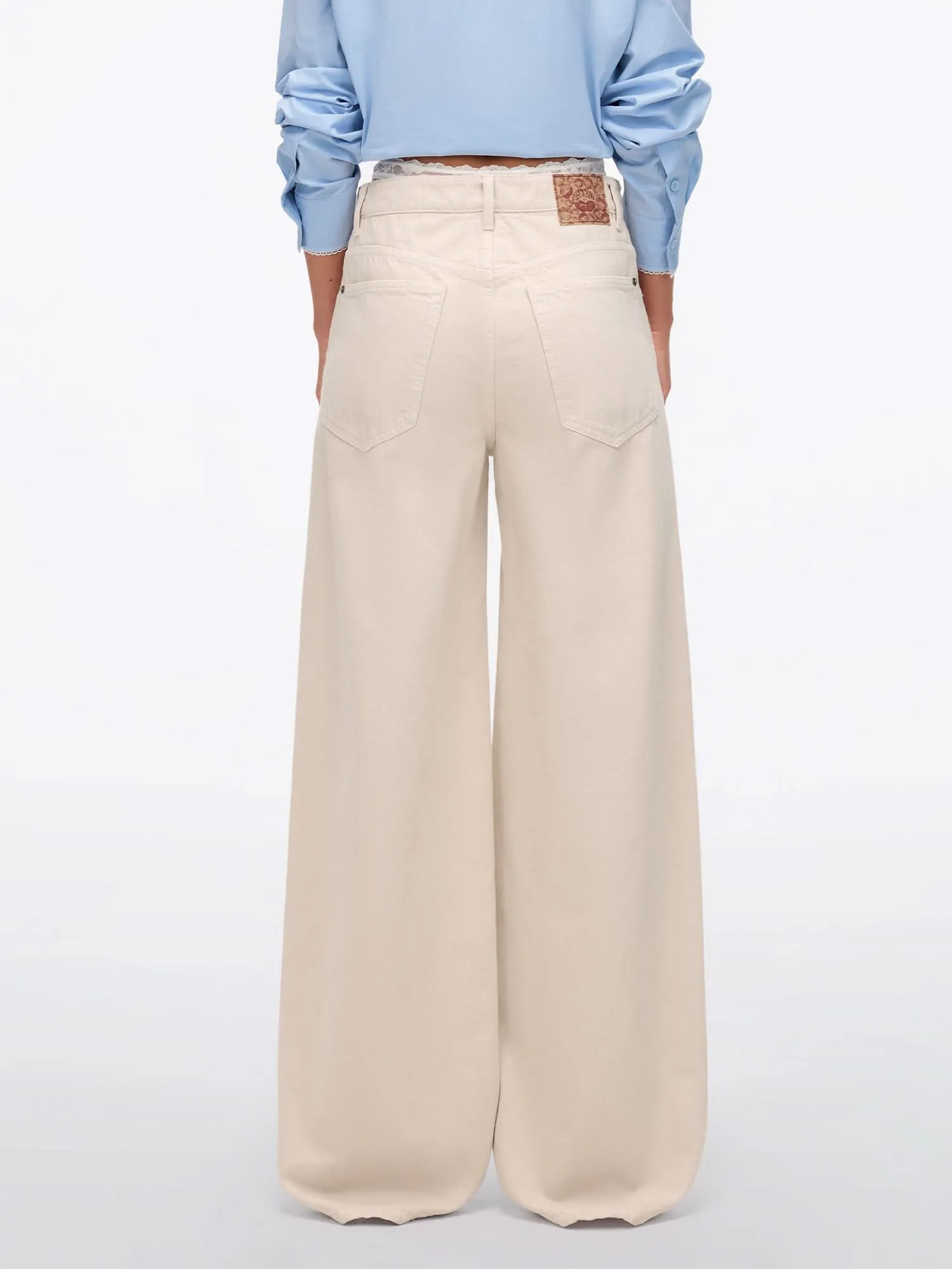 Patchwork Waist Wide-Leg Jeans