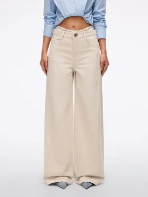 Patchwork Waist Wide-Leg Jeans