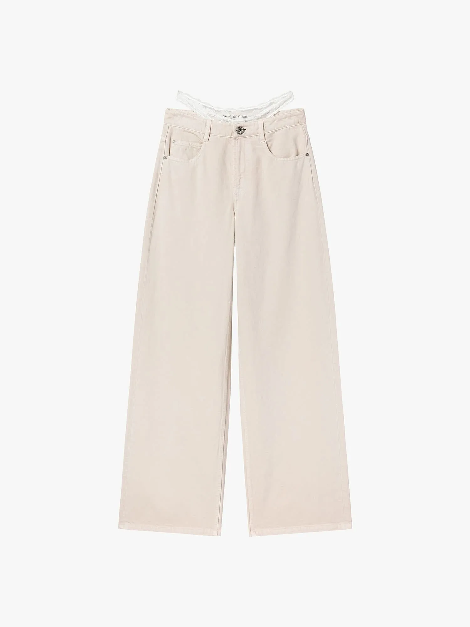 Patchwork Waist Wide-Leg Jeans