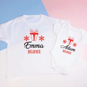 Personalised Name Believes Christmas T-shirts