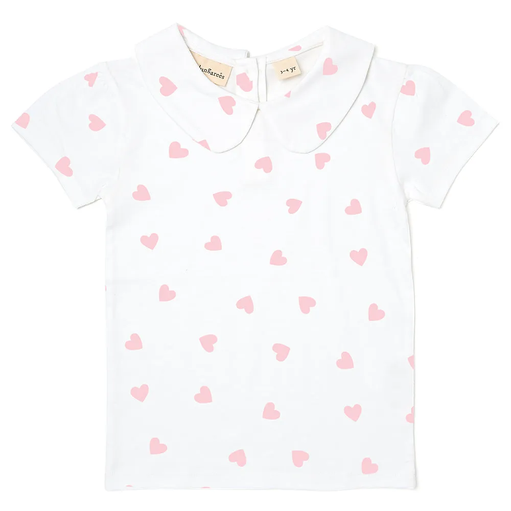 Peter Pan Short Sleeved T-Shirt - Pink Hearts
