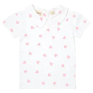 Peter Pan Short Sleeved T-Shirt - Pink Hearts
