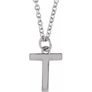 Platinum Initial T Dangle 16" Necklace