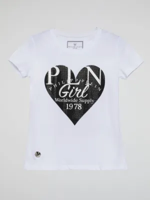 PLN Girl White Crewneck T-Shirt (Kids)