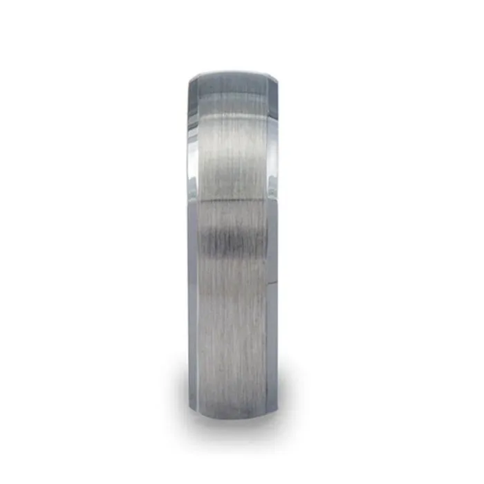 POLARIS Domed Brushed Finish Tungsten Ring with Polished Bevels