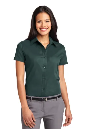 Port Authority Women's Short Sleeve Easy Care  Shirt.  L508 Dark Green/ Navy