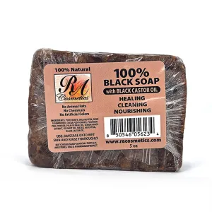 RA COSMETICS 100% African Black Soap Bar - Black Castor Oil