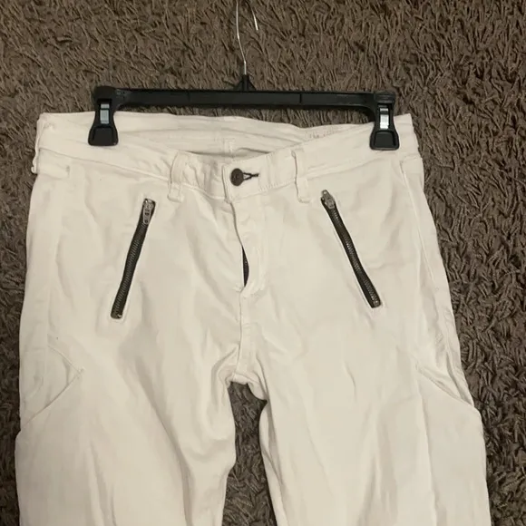 Rag &amp; Bone Rally Moto Bright White Zipper Black Skinny Jeans Mid Rise size 28