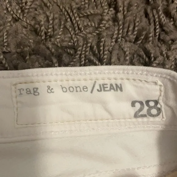 Rag &amp; Bone Rally Moto Bright White Zipper Black Skinny Jeans Mid Rise size 28