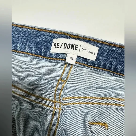 Re/DONE 90’s Stretch High Rise Ankle Crop Jeans  in Hazey Indigo Size 32