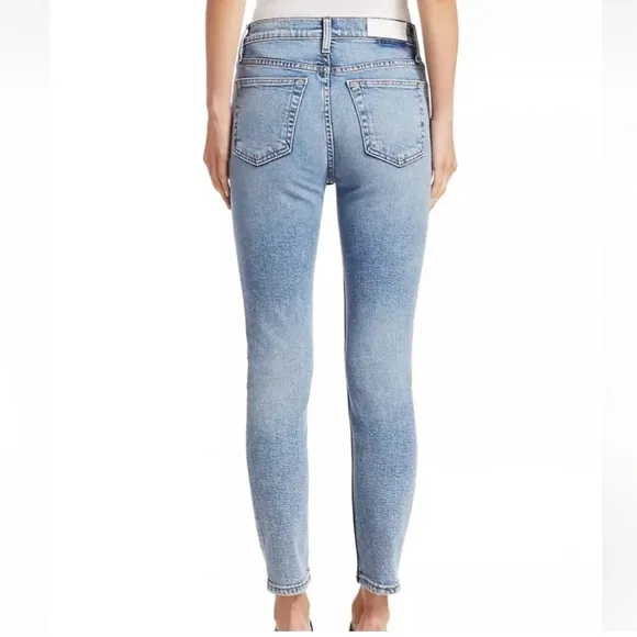 Re/DONE 90’s Stretch High Rise Ankle Crop Jeans  in Hazey Indigo Size 32