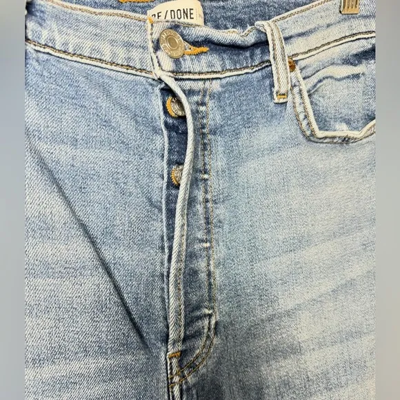 Re/DONE 90’s Stretch High Rise Ankle Crop Jeans  in Hazey Indigo Size 32