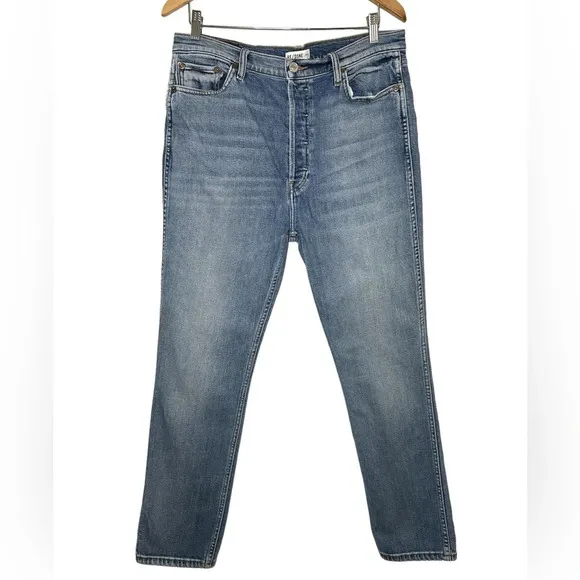 Re/DONE 90’s Stretch High Rise Ankle Crop Jeans  in Hazey Indigo Size 32