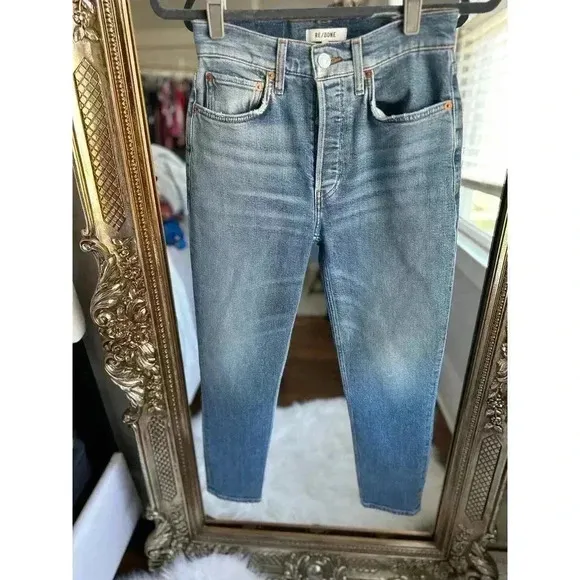 Re/Done Originals 90s High Rise Ankle Crop Jeans True Blue