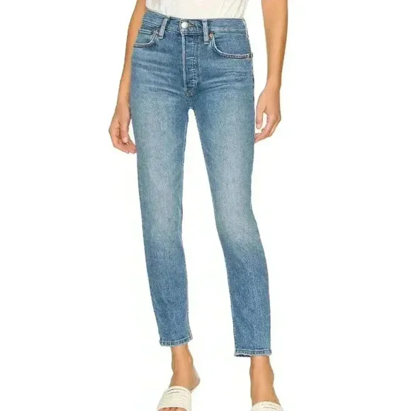 Re/Done Originals 90s High Rise Ankle Crop Jeans True Blue