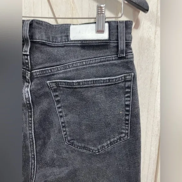 Re/Done Stretch High Rise Ankle Crop Raw Hem Black Jeans Size 30